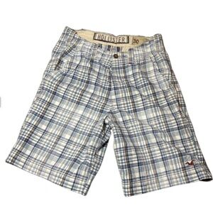 Hollister Plaid Shorts Men’s Size 30 Blue White Casual Summer